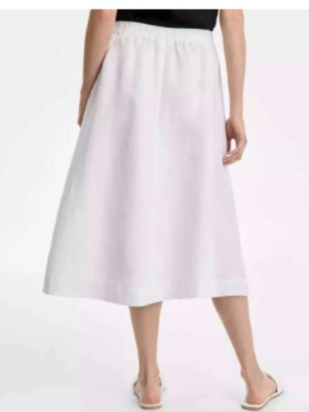 Charter Club White Midi Length 100% Linen Luxury Pull On Skirt Size XL NEW NWT
